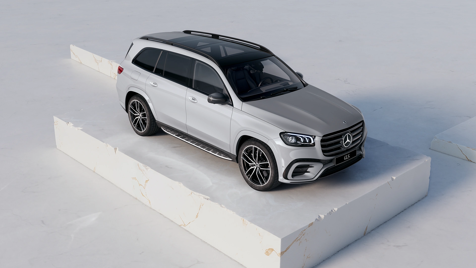 Mercedes-Benz GLS balts uz podesta