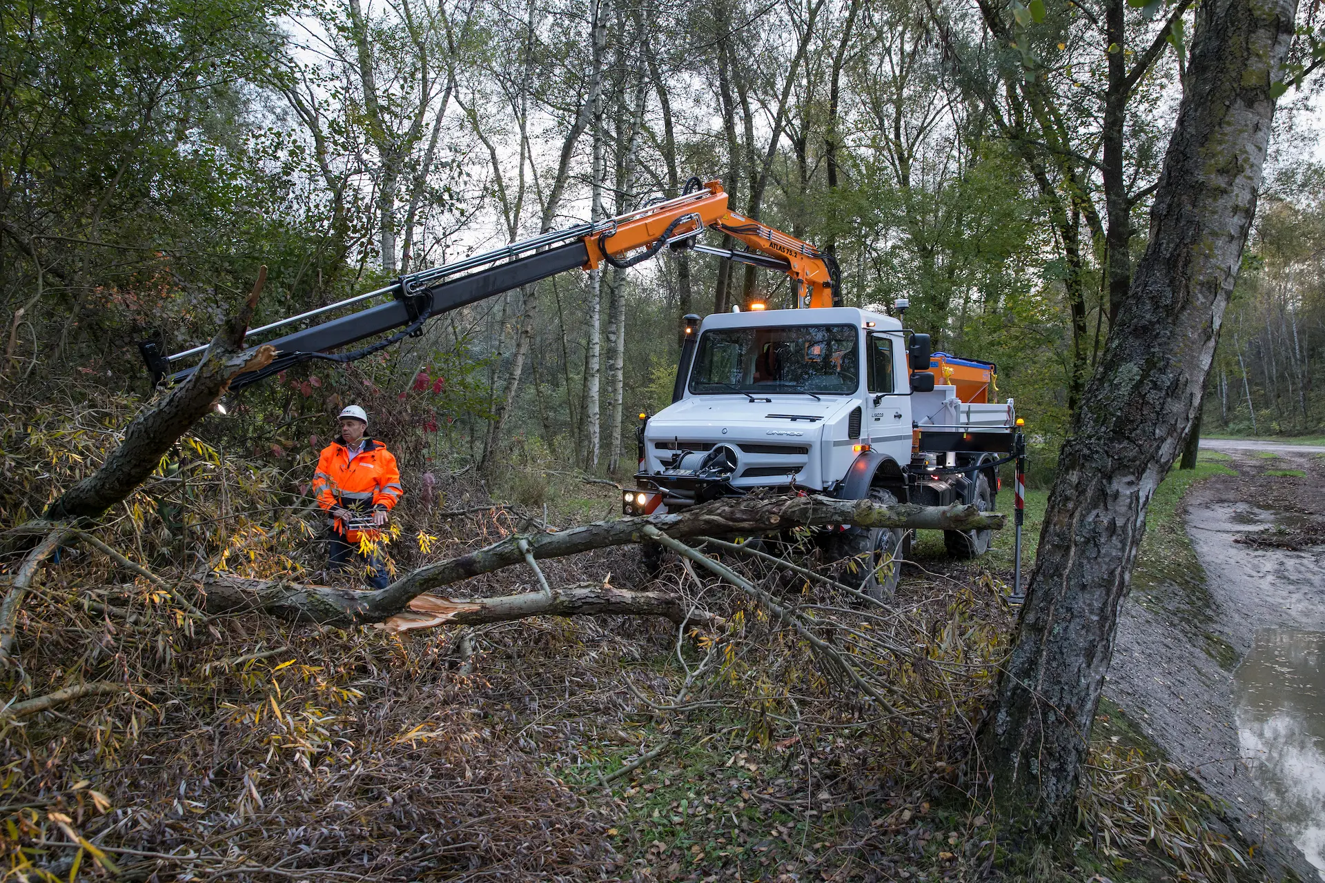 Mercedes-Benz Unimog mežu tīrīšanā