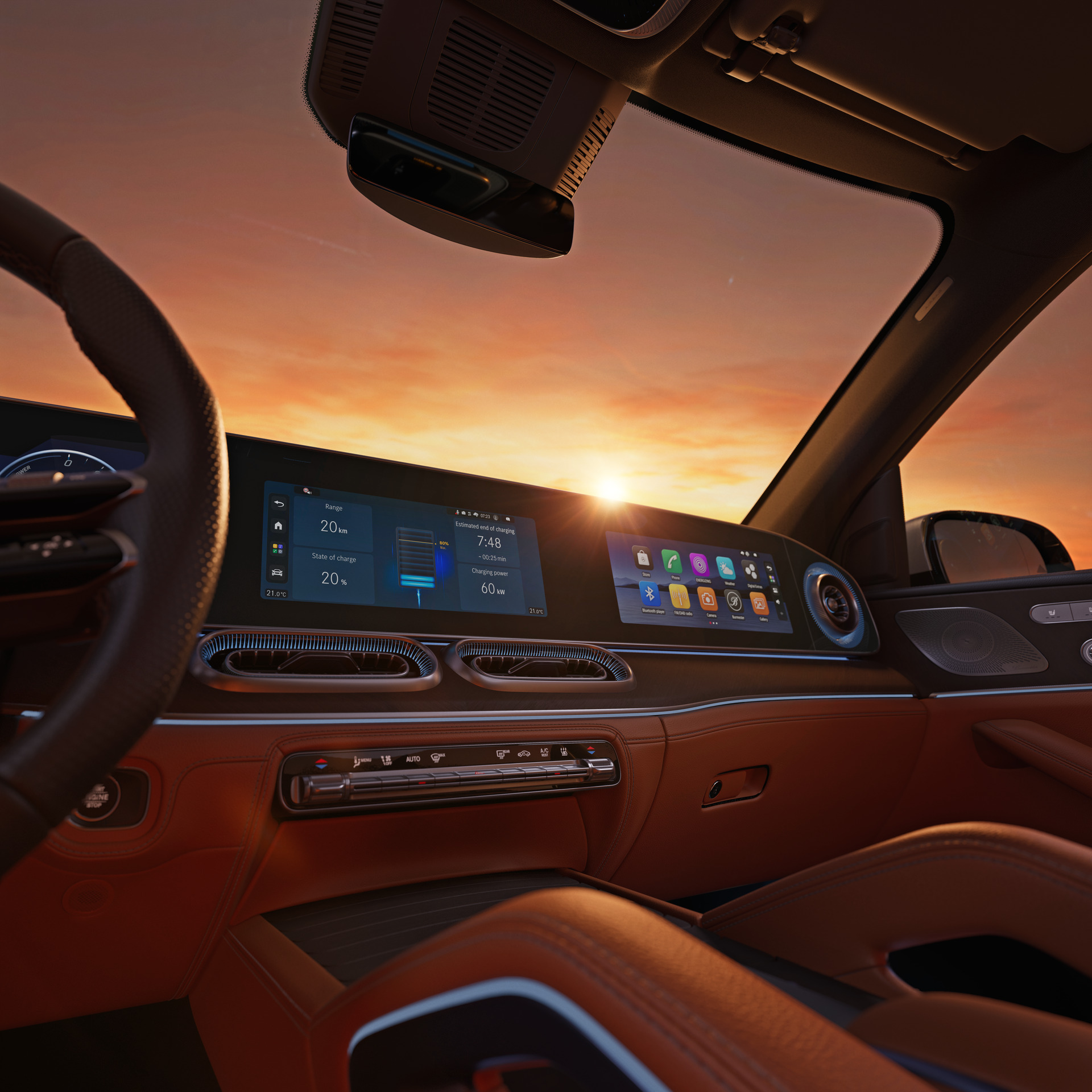 Mercedes-Benz GLE MBUX Superscreen un instrumentu panelis ar ādas apdari
